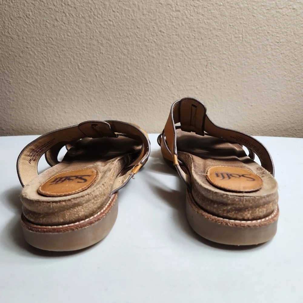 Sofft Womens |8| Luggage Tan Balin Leather Sandals Slides
